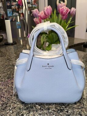 kate spade light blue pebbled leather satchel